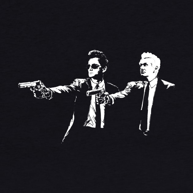 Good Omens Crowley Aziraphale Bansky Pulp Fiction by Bevatron